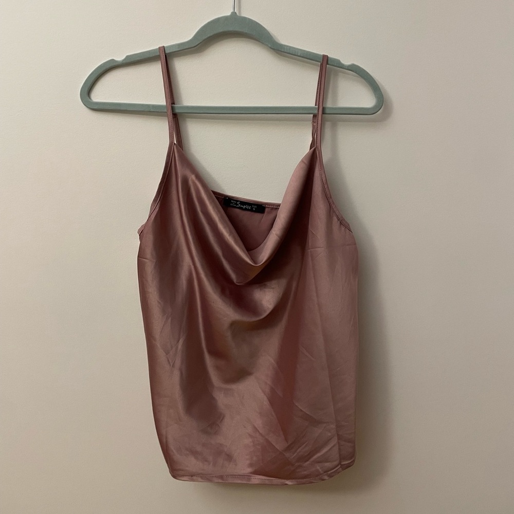 satin cowl neck tank top - miessial